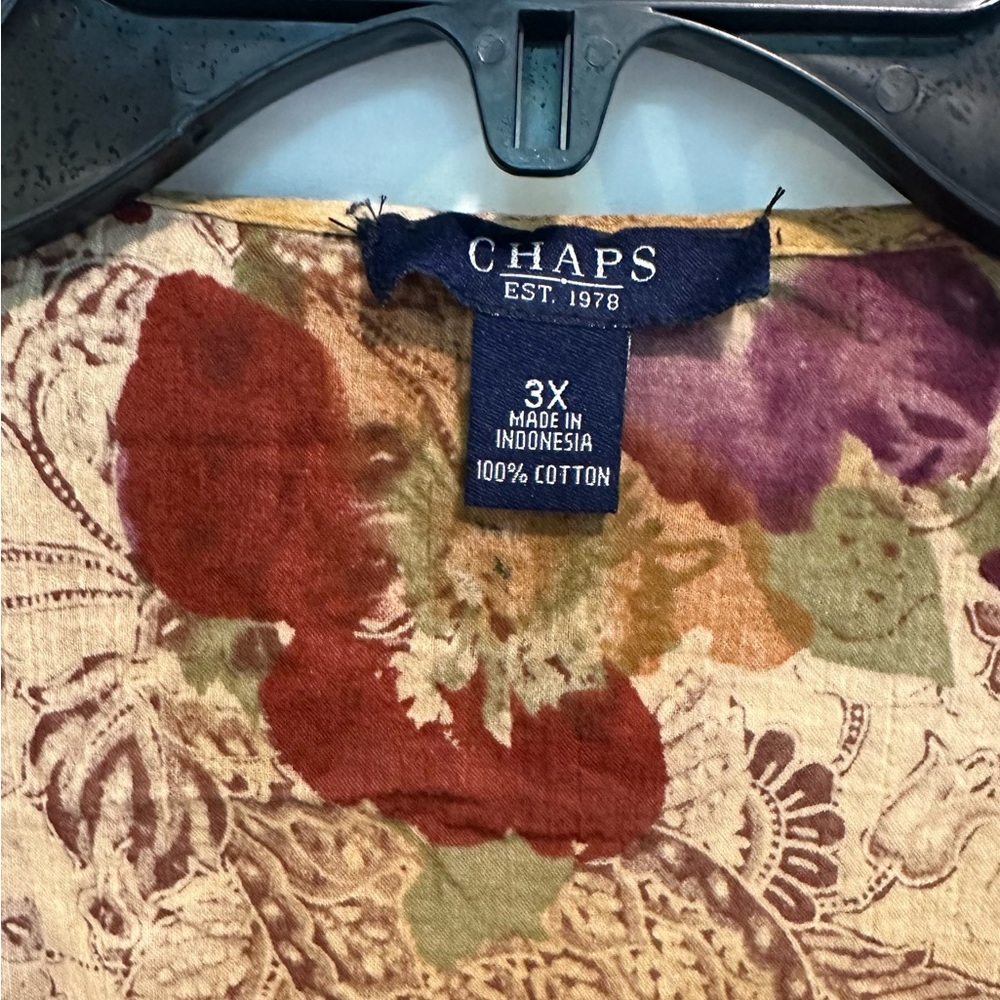 Chaps Multicolor Floral Ruffle Blouse - Picture 13 of 15